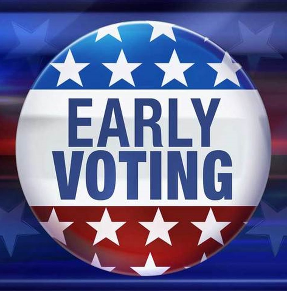 Early voting button graphic for Guilford County early voting beginning Thursday, October 15, 2026.