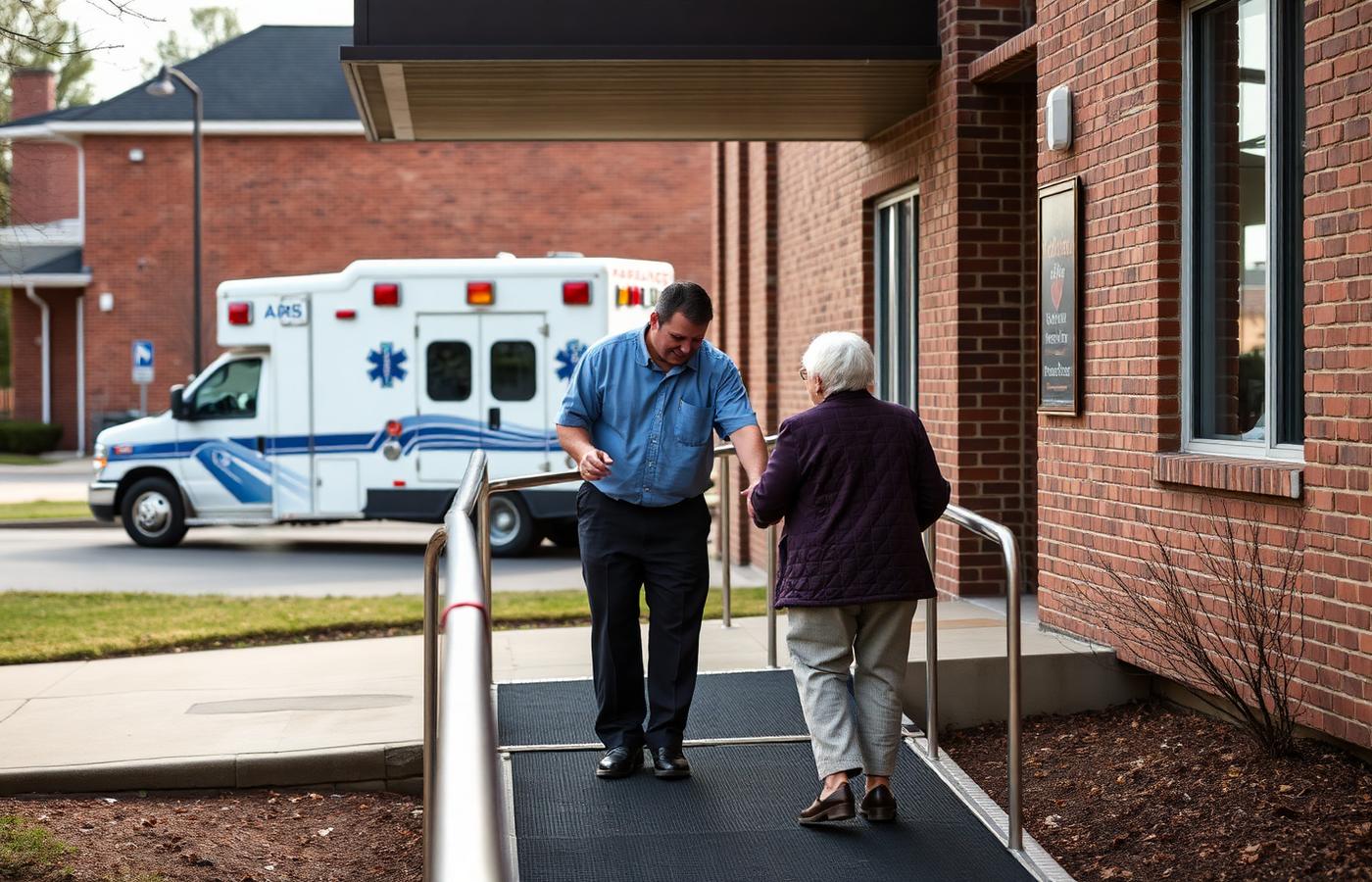 A community services entrance representing accessible essential county services.